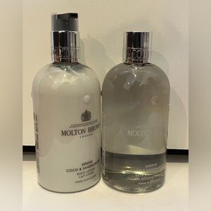 Molton Brown Serene Coco & Sandalwood Shower Gel & Body Lotion (10 oz each).